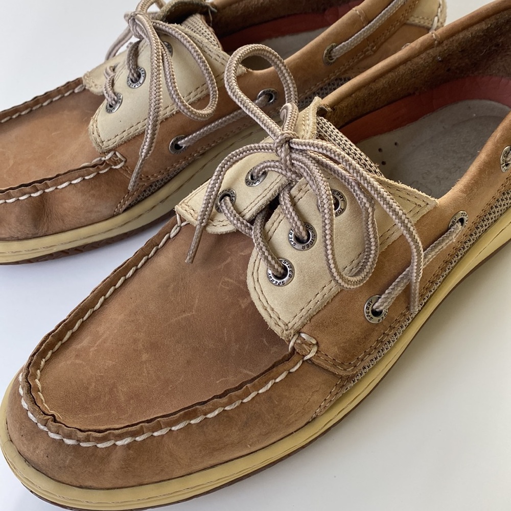 SPERRY BILLFISH TOP-SIDER Leather Mesh 3-Eye Cushioned BOAT DECK SHOES SIZE 8.5M